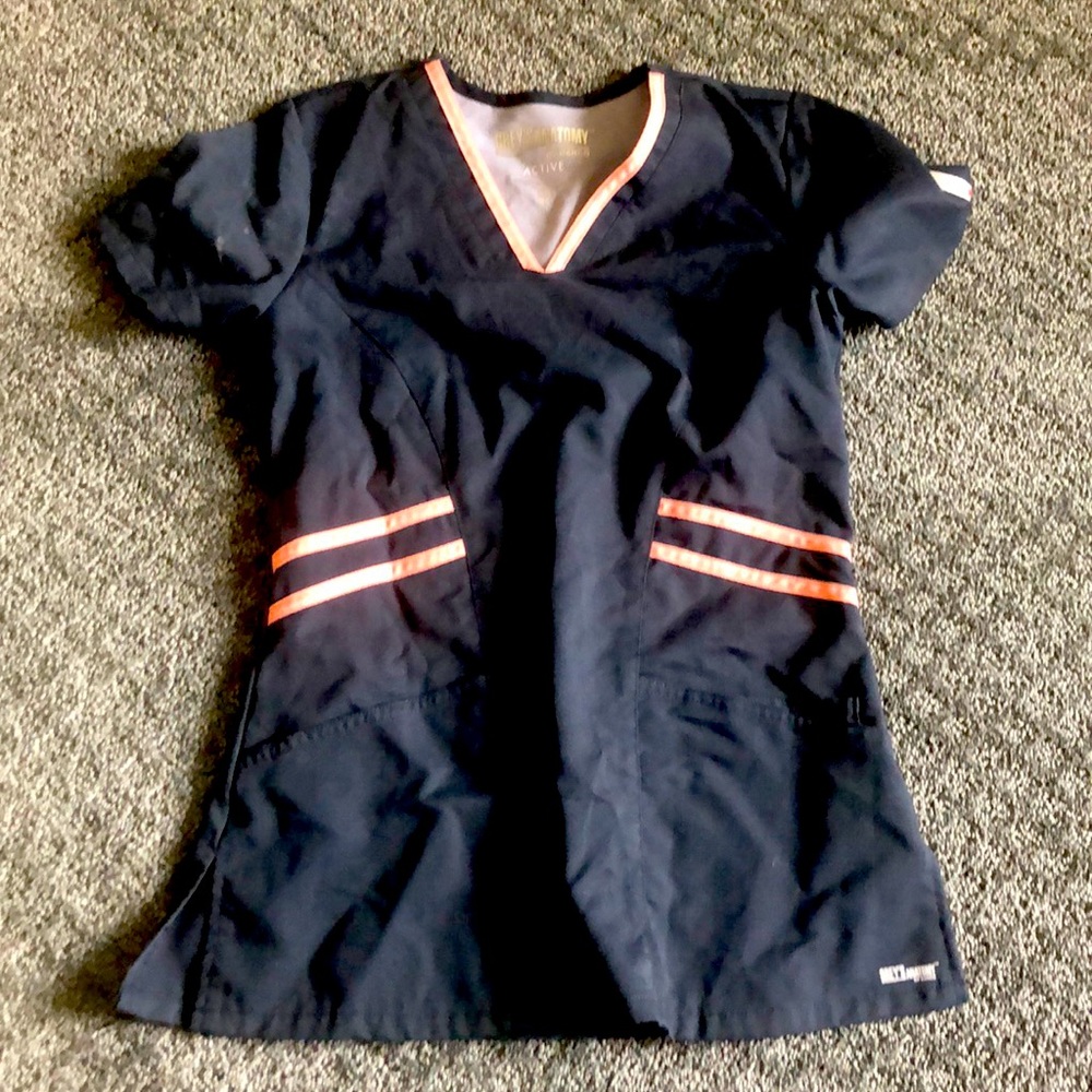 Gray and peach scrub top